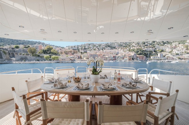 Wine, dine, recline on our superyacht of the month, BEIJA FLORE